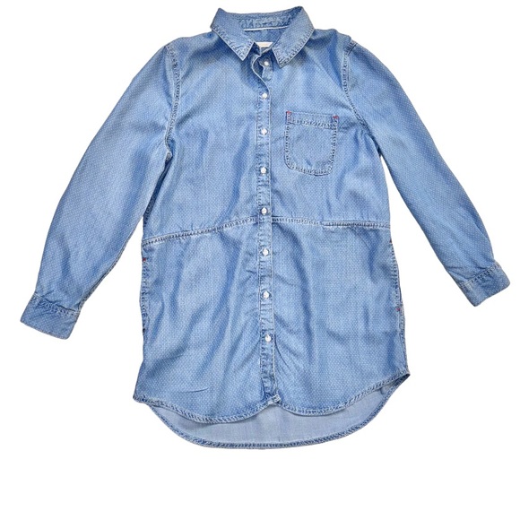 💥 BARBOUR sailboat poplin luxury chambray shirt women’s size medium 8 - Picture 8 of 17